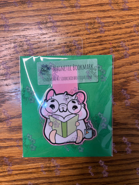 Reading Hamster Magnetic Bookmark