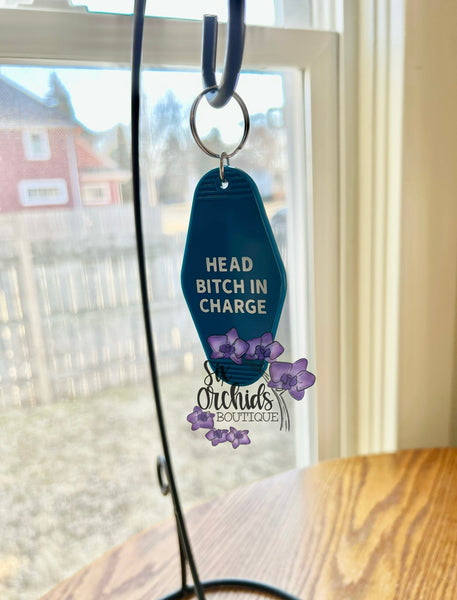 Head Bitch in Charge Motel Style Keychain